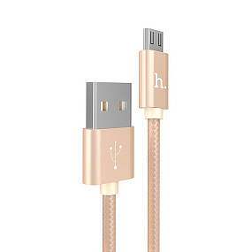 Дата кабель micro USB Hoco X2 в переплете 1м золото