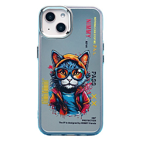 Кейс iPhone 13 пластик PC092 прозрачный (кот)
