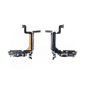 Шлейф iPhone 14 Pro Max на системный разъем/микрофон Черный - Премиум