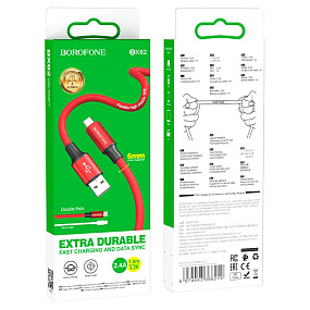 Дата кабель micro USB - USB Borofone BX82 2.4A 1м красный