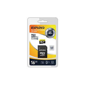 MicroSD 16Gb Exployd Class 10 UHS-1 Elite SD 45Mb/s +SD adapter