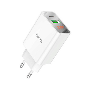 СЗУ-USB/Type-C Hoco C100A PD20W+QC3.0 LCD белый