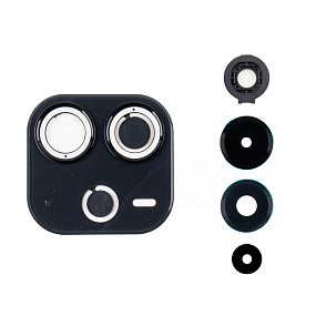 Стекло камеры Xiaomi Redmi Note 14 4G (24117RN76O/24117RN76G) в сборе с рамкой Черный