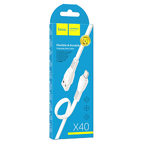 Дата кабель lightning - USB Hoco X40 2.4A 1м белый