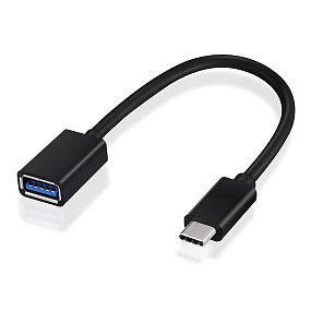 Переходник OTG USB (мама) - Type-C (папа) черный (10см)