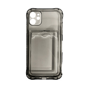Кейс iPhone 11 силикон с визитницей прозрачный черный