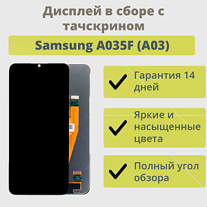 Дисплей для телефона Samsung A035F (A03) в сборе с тачскрином Черный
