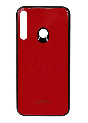 Силиконовый чехол Honor 9C/P40 Lite E со стеклянной вставкой красный