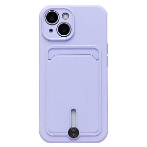Кейс iPhone 15 силикон с визитницей светло-фиолетовый