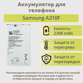 АКБ для телефона Samsung A310F (EB-BA310ABE) 