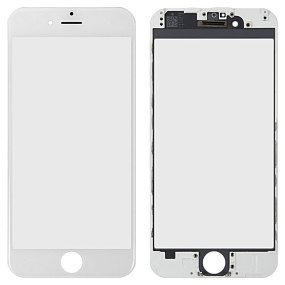 Стекло модуля iPhone 6 в сборе с рамкой и OCA пленкой Белое